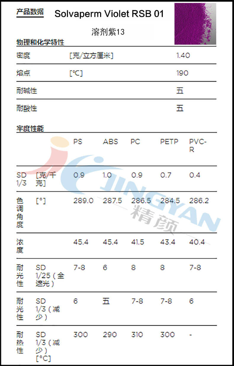 科萊恩染料紫RSB數據表